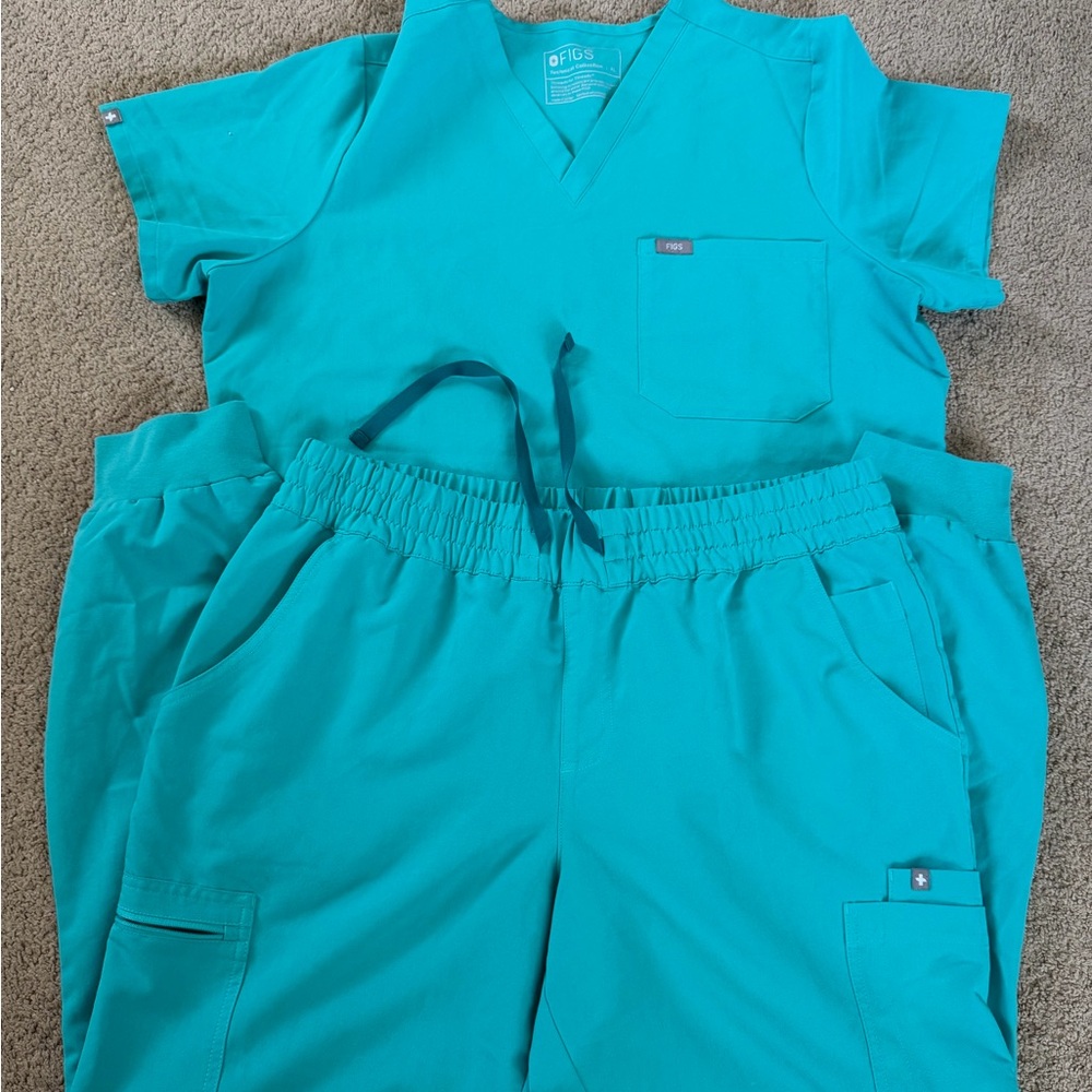 FIGS Aqua Blue Scrub Top
